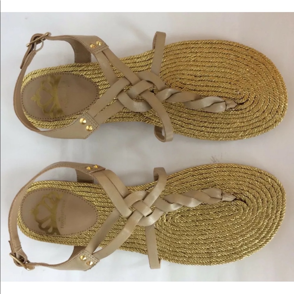 COPY - Fergalicious Misty Women Gold leather flat Espadrille Sandals  6